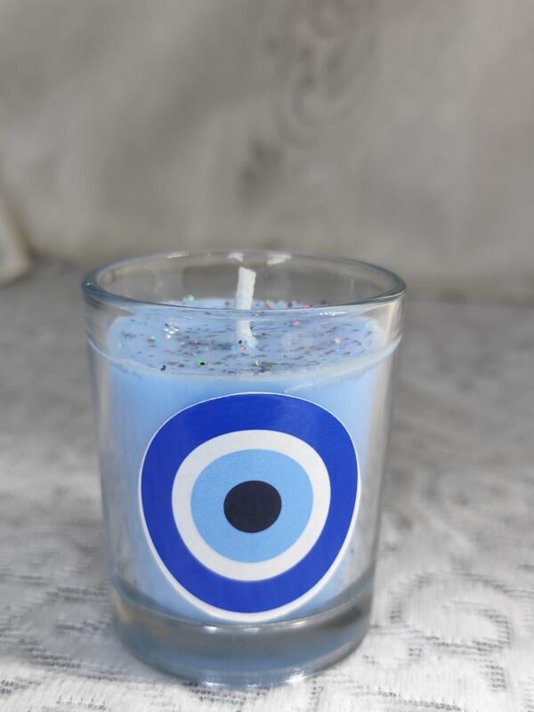 Evil Eye Short Glass Candle